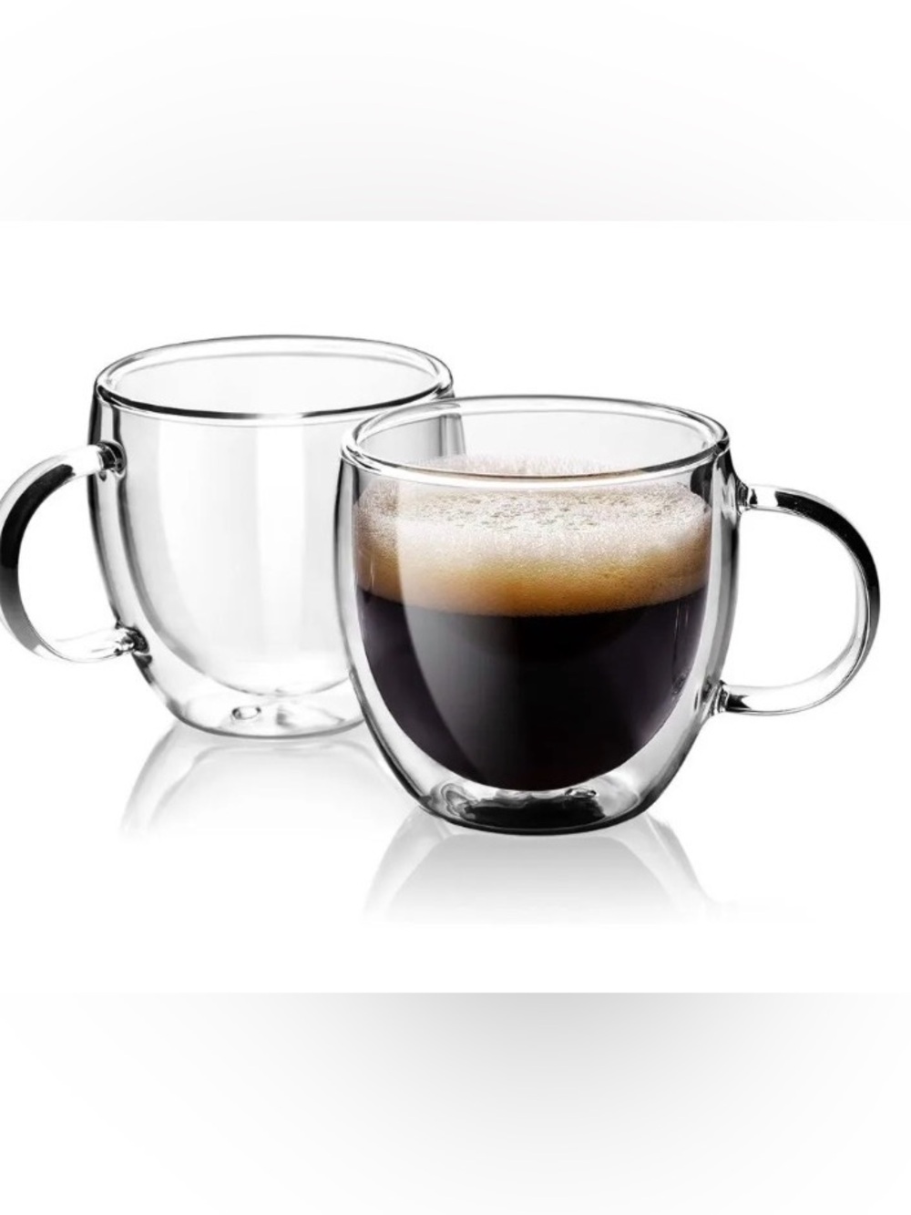 STYLUS Clear Double-Wall Glass Expresso Coffee Mugs - Clear Set of 2